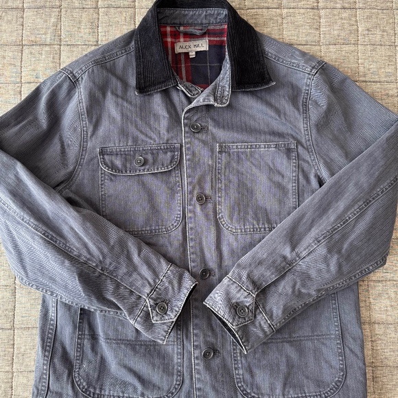 Alex Mill Lined Work Jacket in Cotton Herringbone Storm Blue / Men's M - Picture 1 of 3